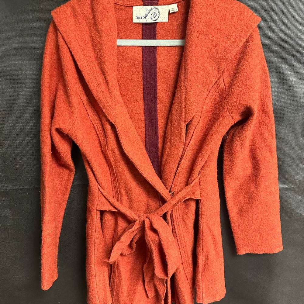 Anthropologie Rosie Neira Women Boiled Wool Hooded Cardigan Sweater